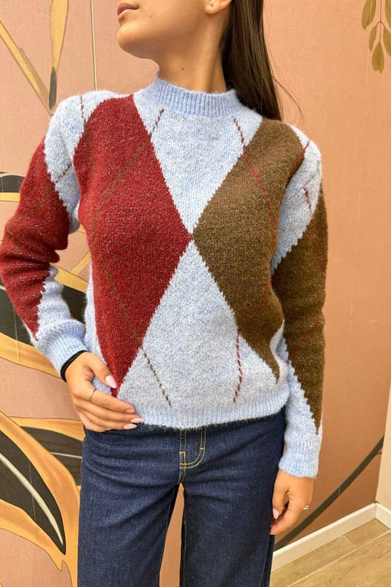 Maglia rombi - CELESTE