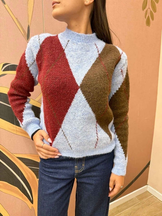 Maglia rombi - CELESTE