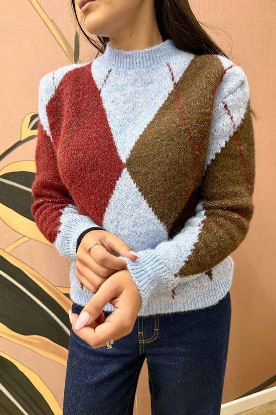 Maglia rombi - CELESTE