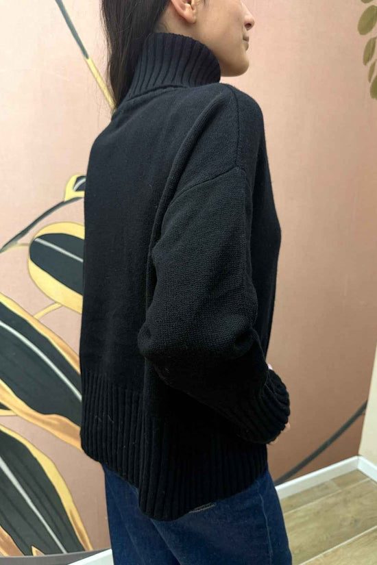 Maglia collo alto 100%lana - NERO