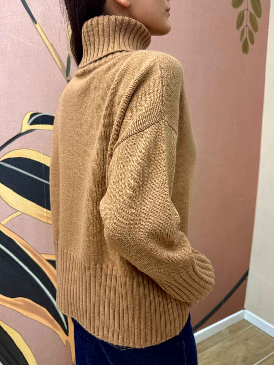 Maglia collo alto 100%lana - CAMMELLO