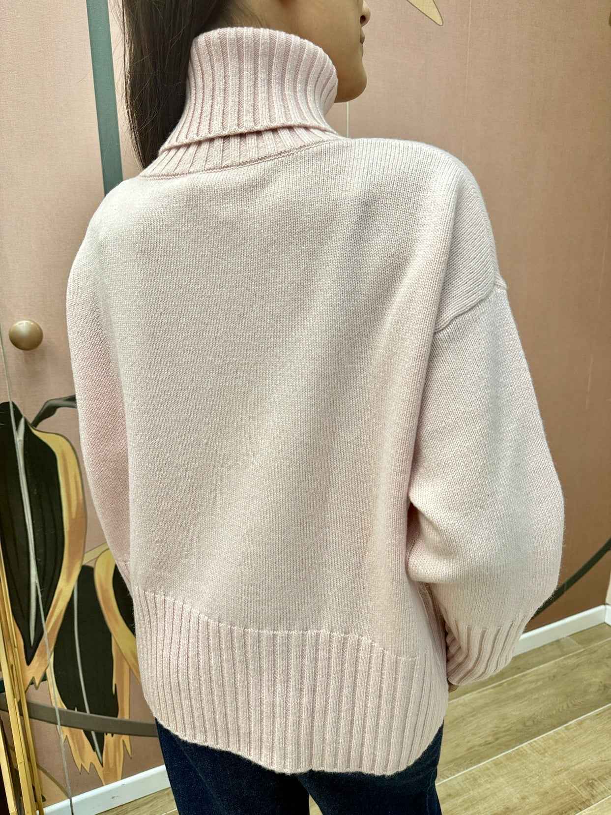 Maglia collo alto 100%lana - ROSA