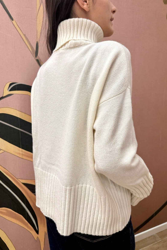 Maglia collo alto 100%lana - PANNA