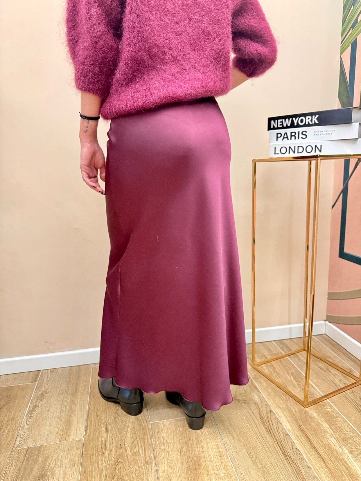 Gonna satin lunga - VINO