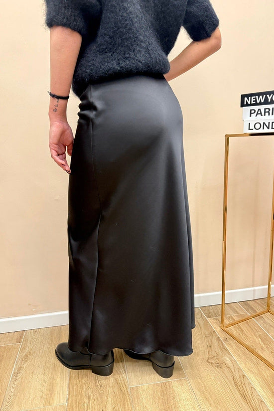 Gonna satin lunga - NERO