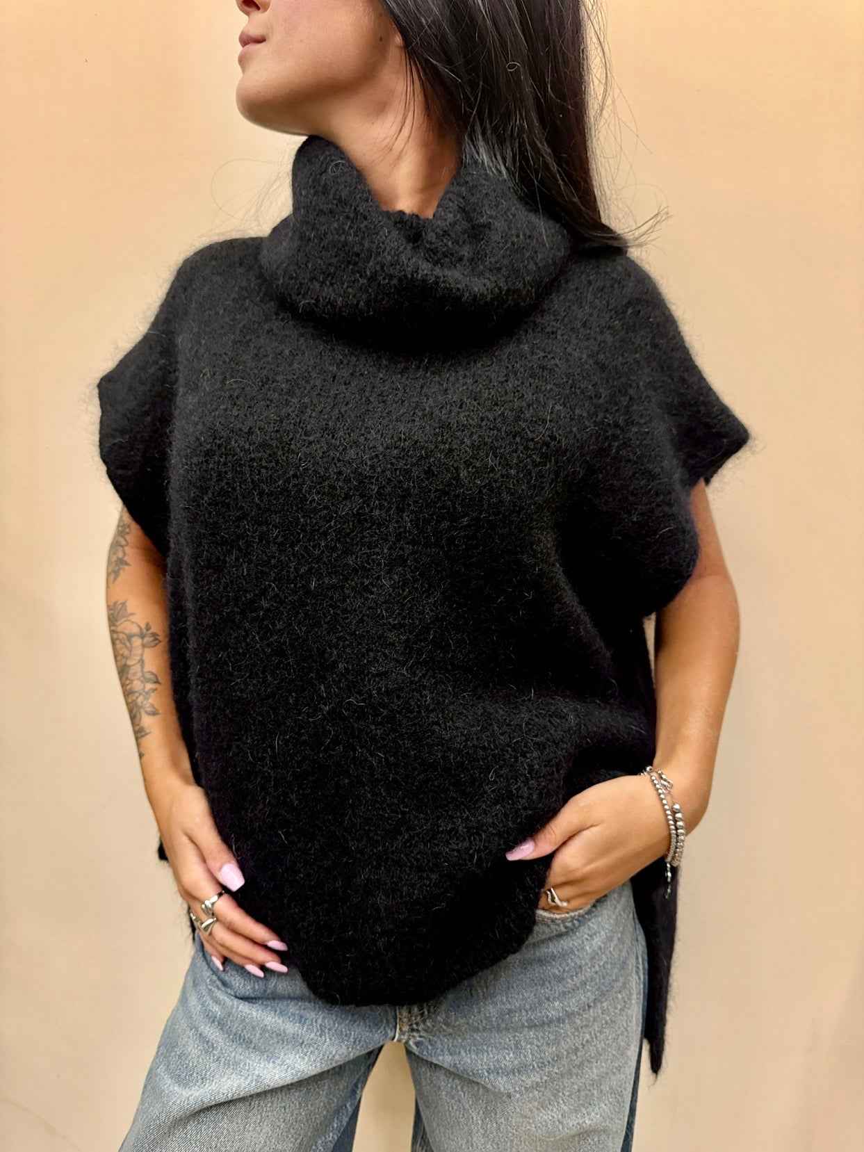 Gilet in mohair - NERO