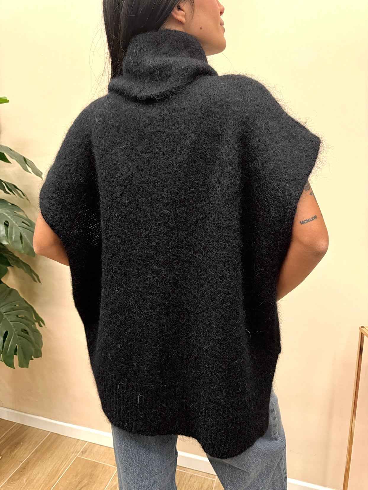 Gilet in mohair - NERO