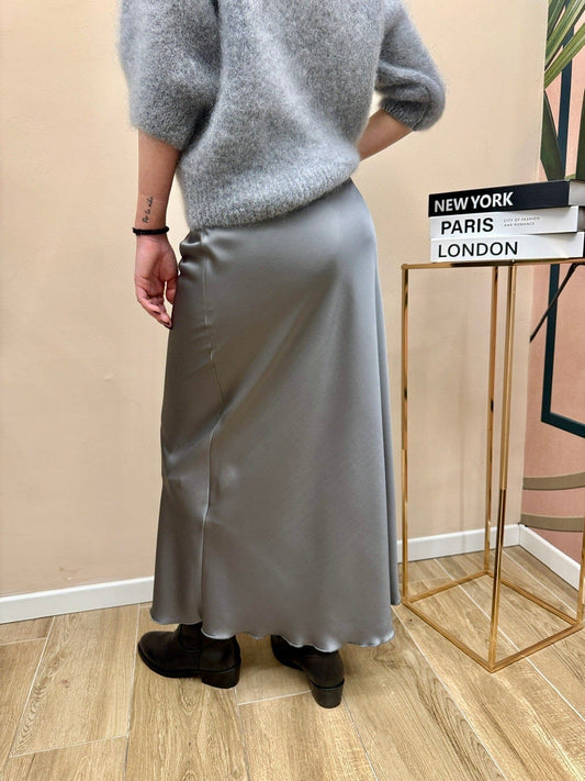 Gonna satin lunga - GRIGIO