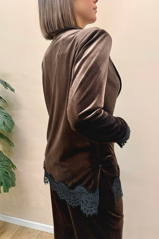 Giacca velluto c/pizzo - MORO