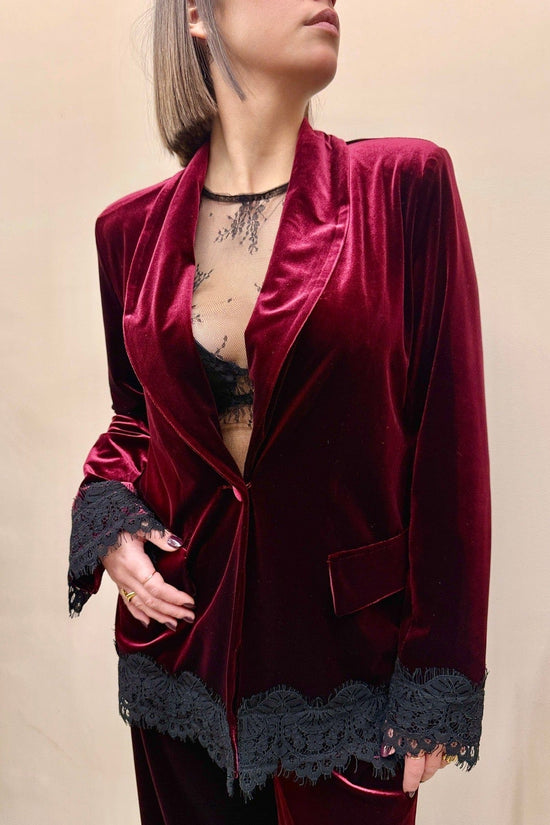 Giacca velluto c/pizzo - BORDEAUX