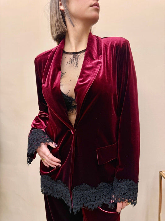 Giacca velluto c/pizzo - BORDEAUX