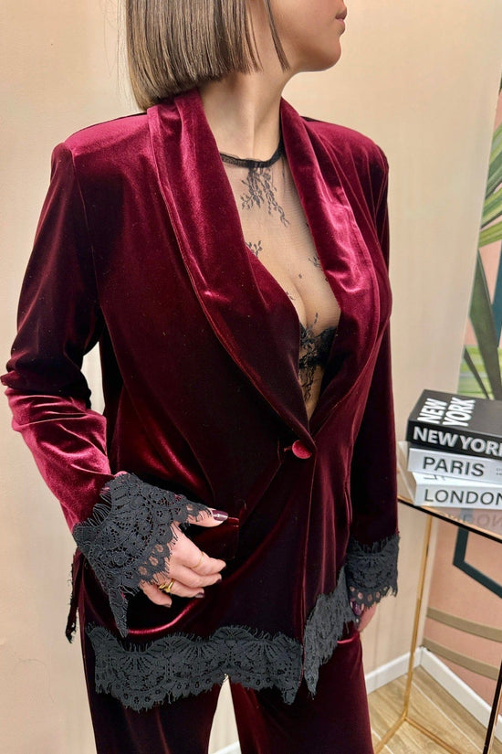 Giacca velluto c/pizzo - BORDEAUX