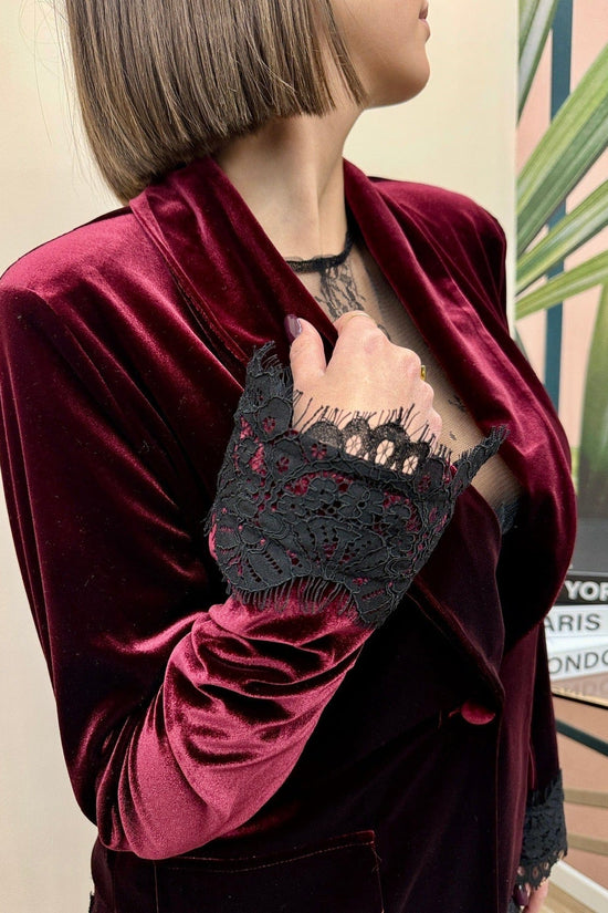 Giacca velluto c/pizzo - BORDEAUX