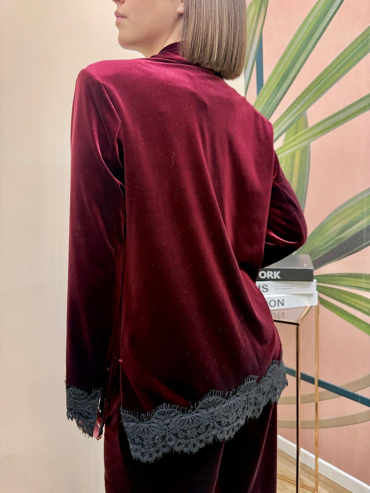 Giacca velluto c/pizzo - BORDEAUX