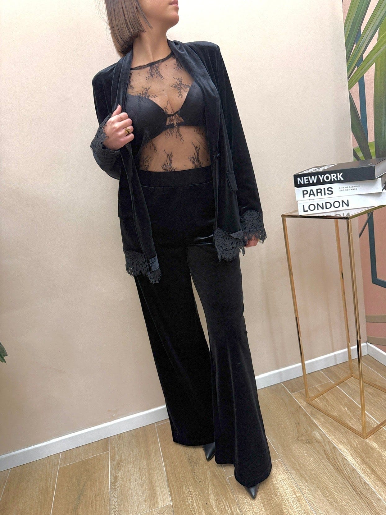 Pantalone velluto - NERO