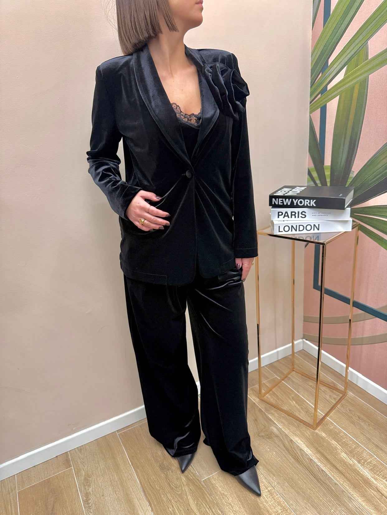 Pantalone ciniglia - NERO