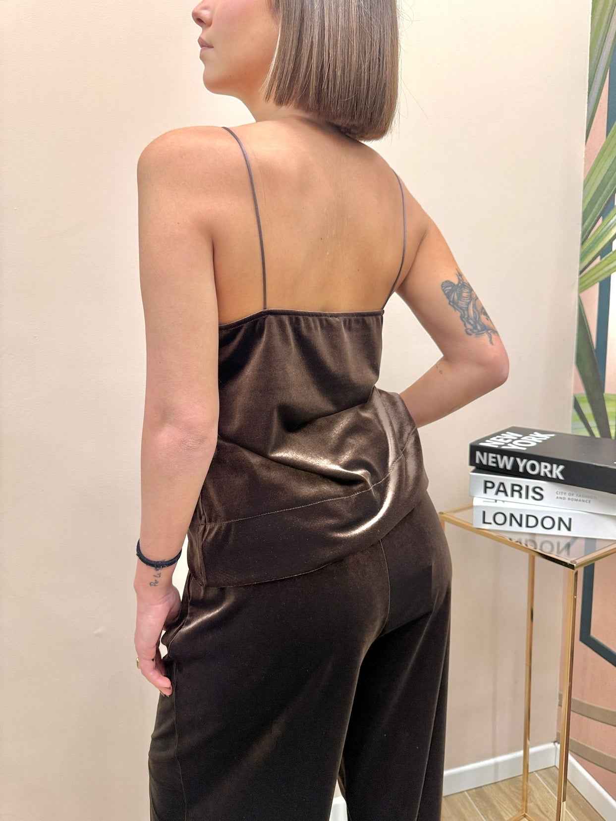 Top in ciniglia c/pizzo - MORO