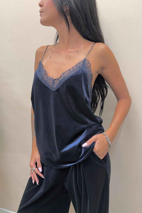 Top in ciniglia c/pizzo - BLU