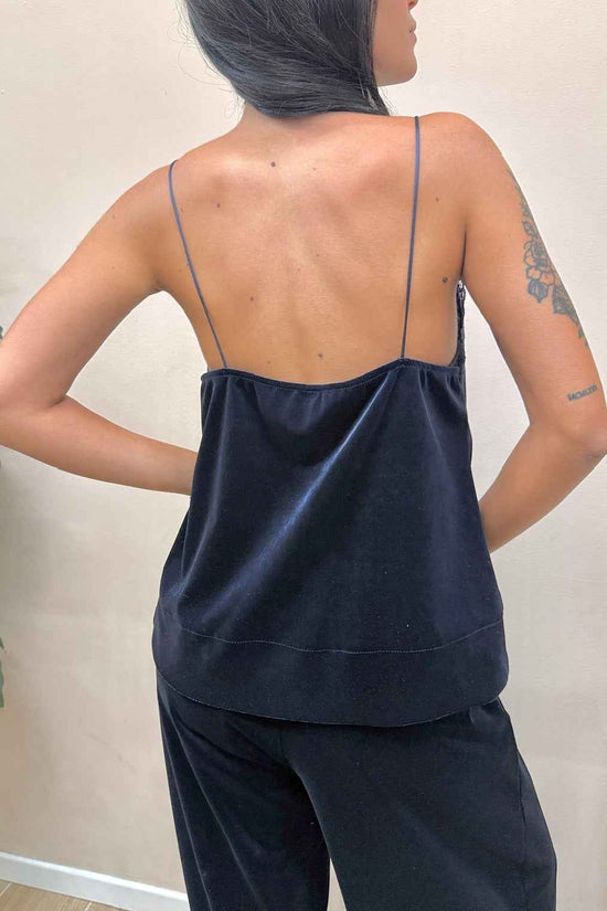 Top in ciniglia c/pizzo - BLU