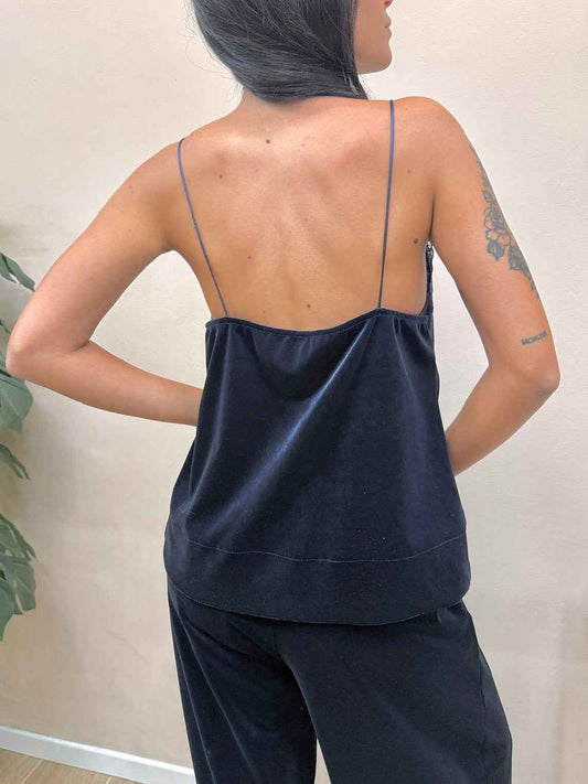 Top in ciniglia c/pizzo - BLU