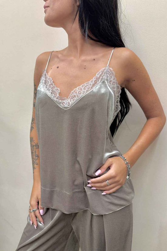 Top in ciniglia c/pizzo - FANGO