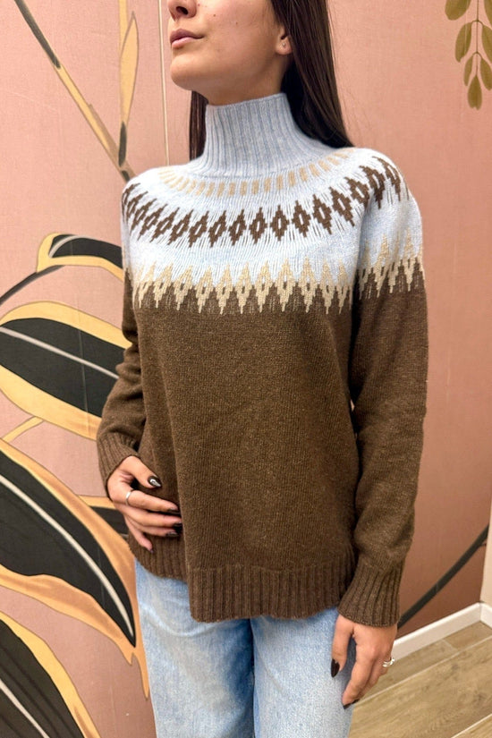 Maglia intarsio m/cachemire - MORO