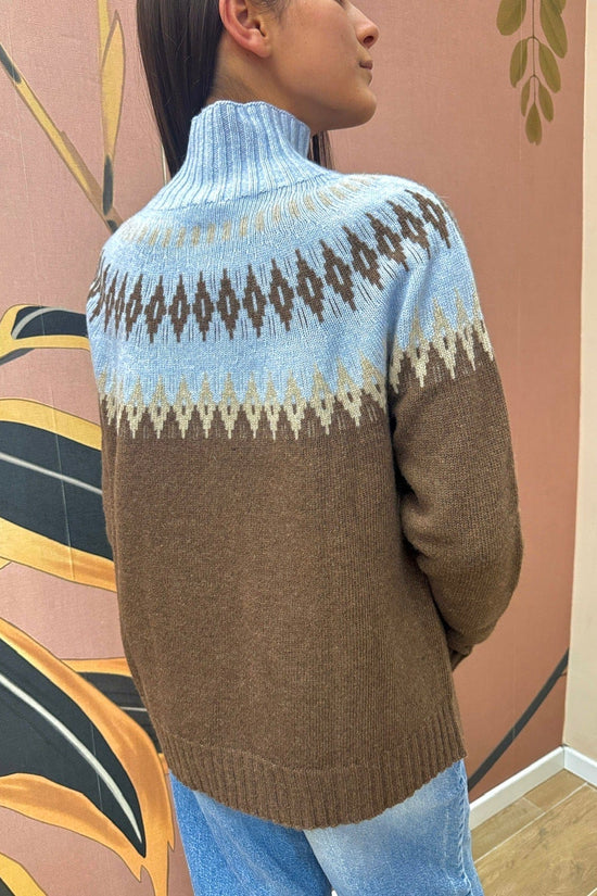 Maglia intarsio m/cachemire - MORO