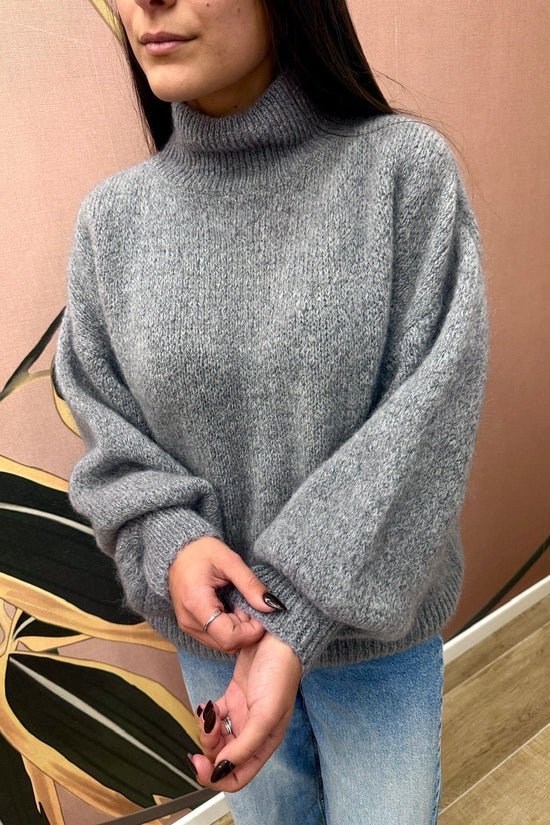 Pull mohair manica palloncino - GRIGIO