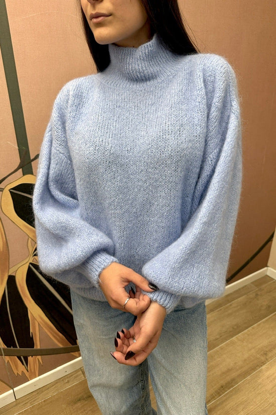 Pull mohair manica palloncino - CELESTE