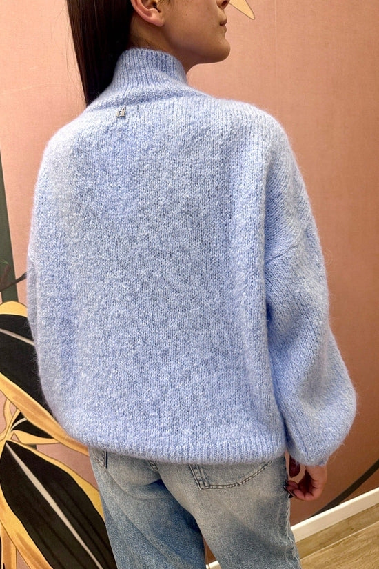 Pull mohair manica palloncino - CELESTE