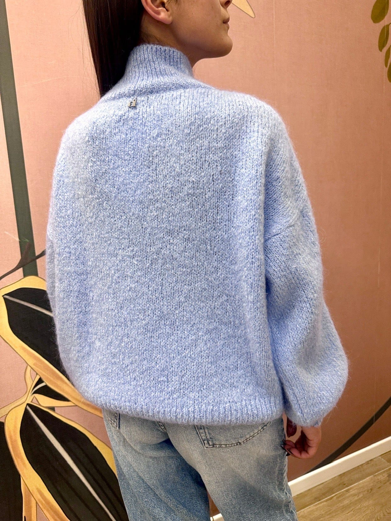 Pull mohair manica palloncino - CELESTE