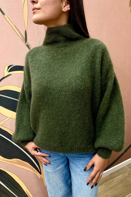 Pull mohair manica palloncino - MILITARE