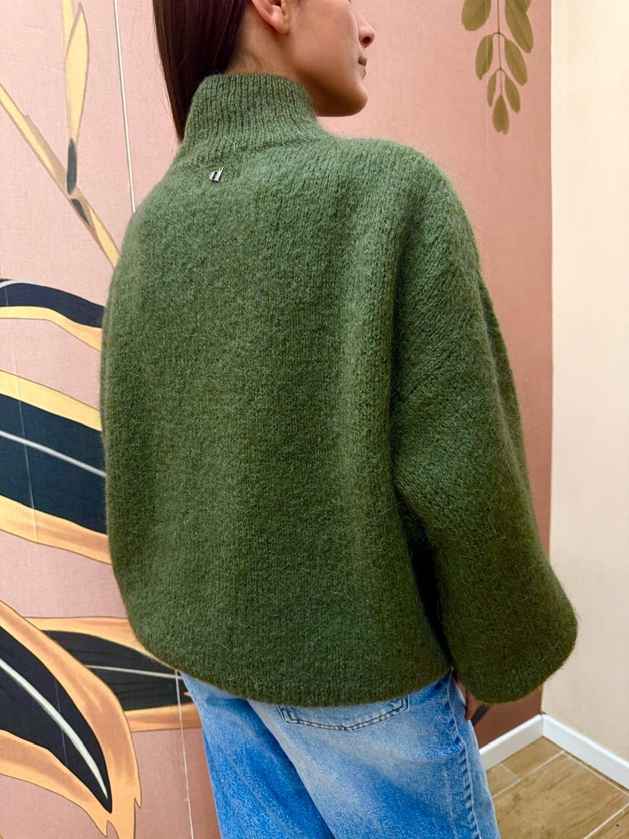 Pull mohair manica palloncino - MILITARE