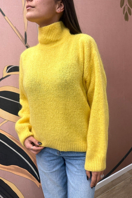 Pull mohair collo vulcano - GIALLO