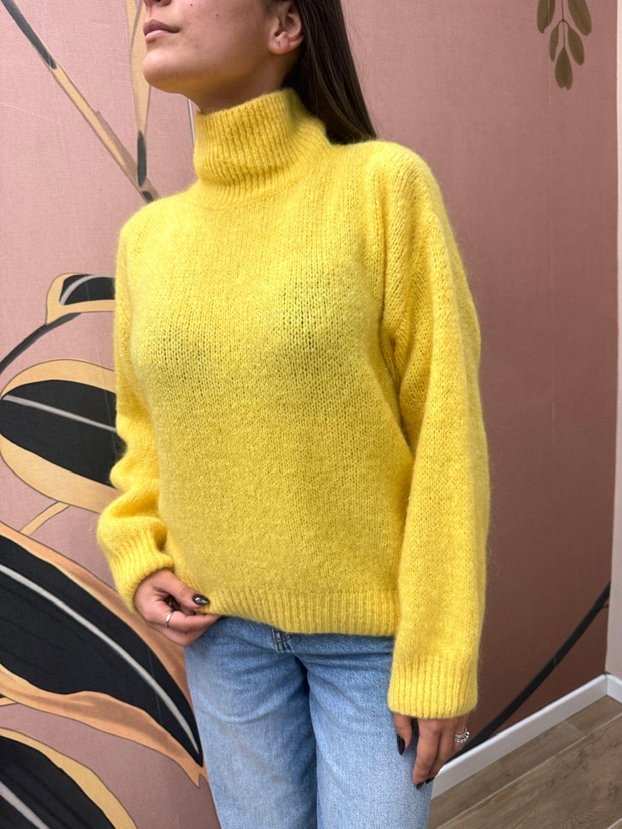 Pull mohair collo vulcano - GIALLO