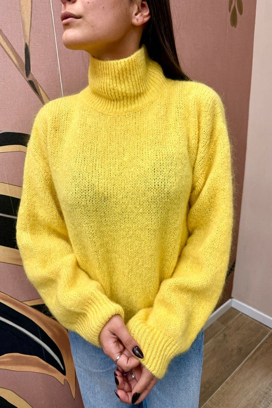 Pull mohair collo vulcano - GIALLO