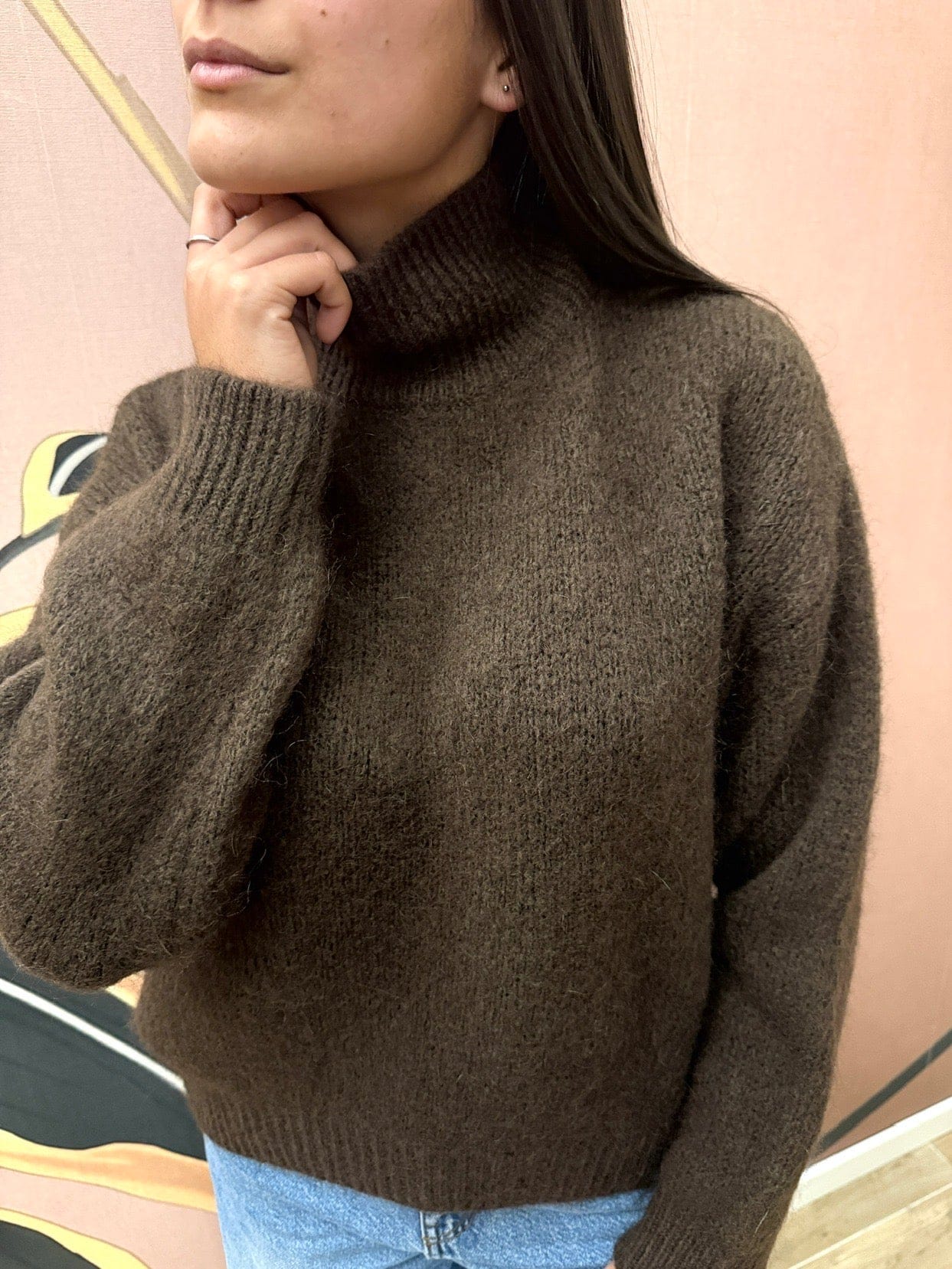 Pull mohair collo vulcano - MORO