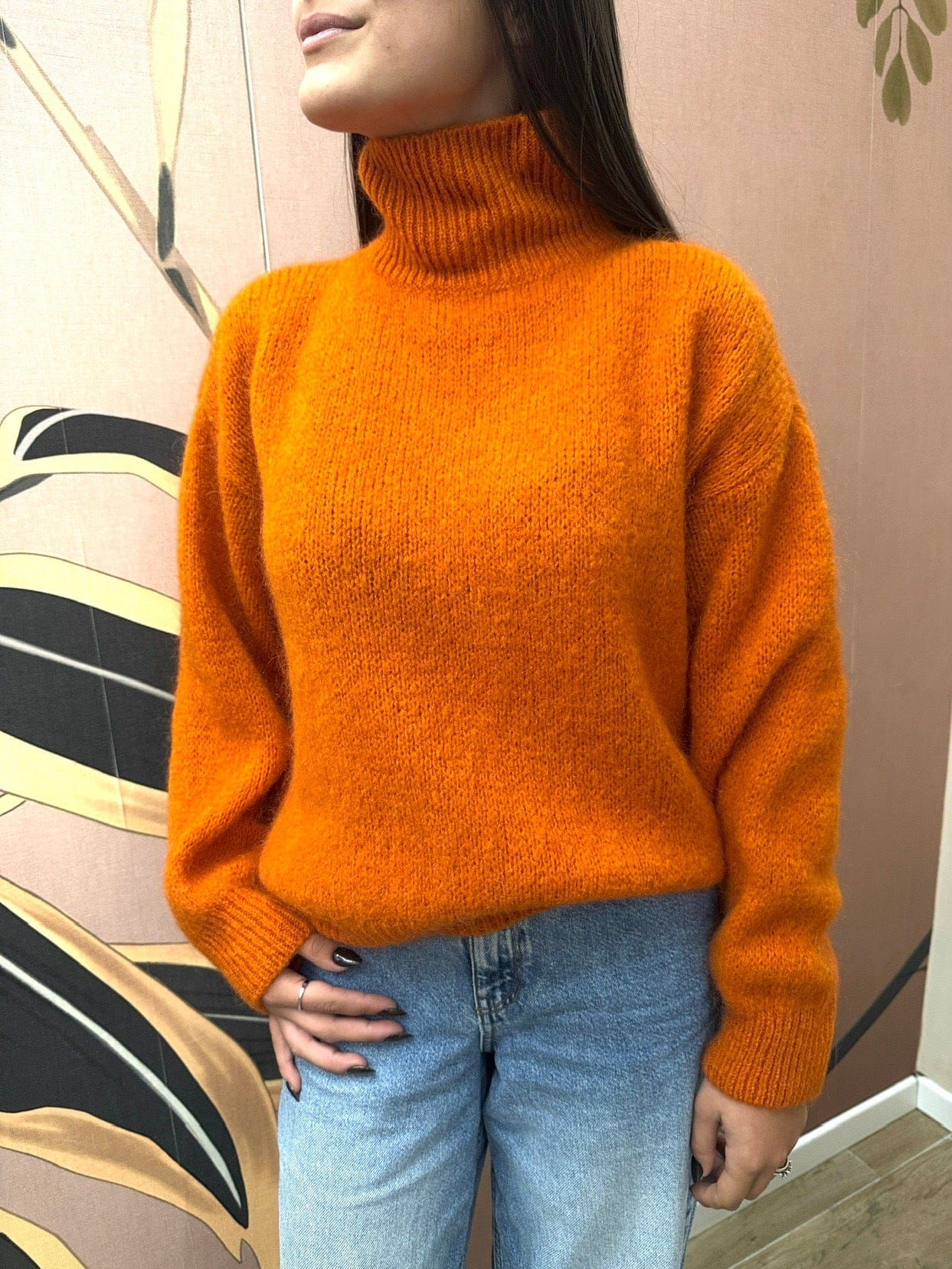 Pull mohair collo vulcano - ARANCIO