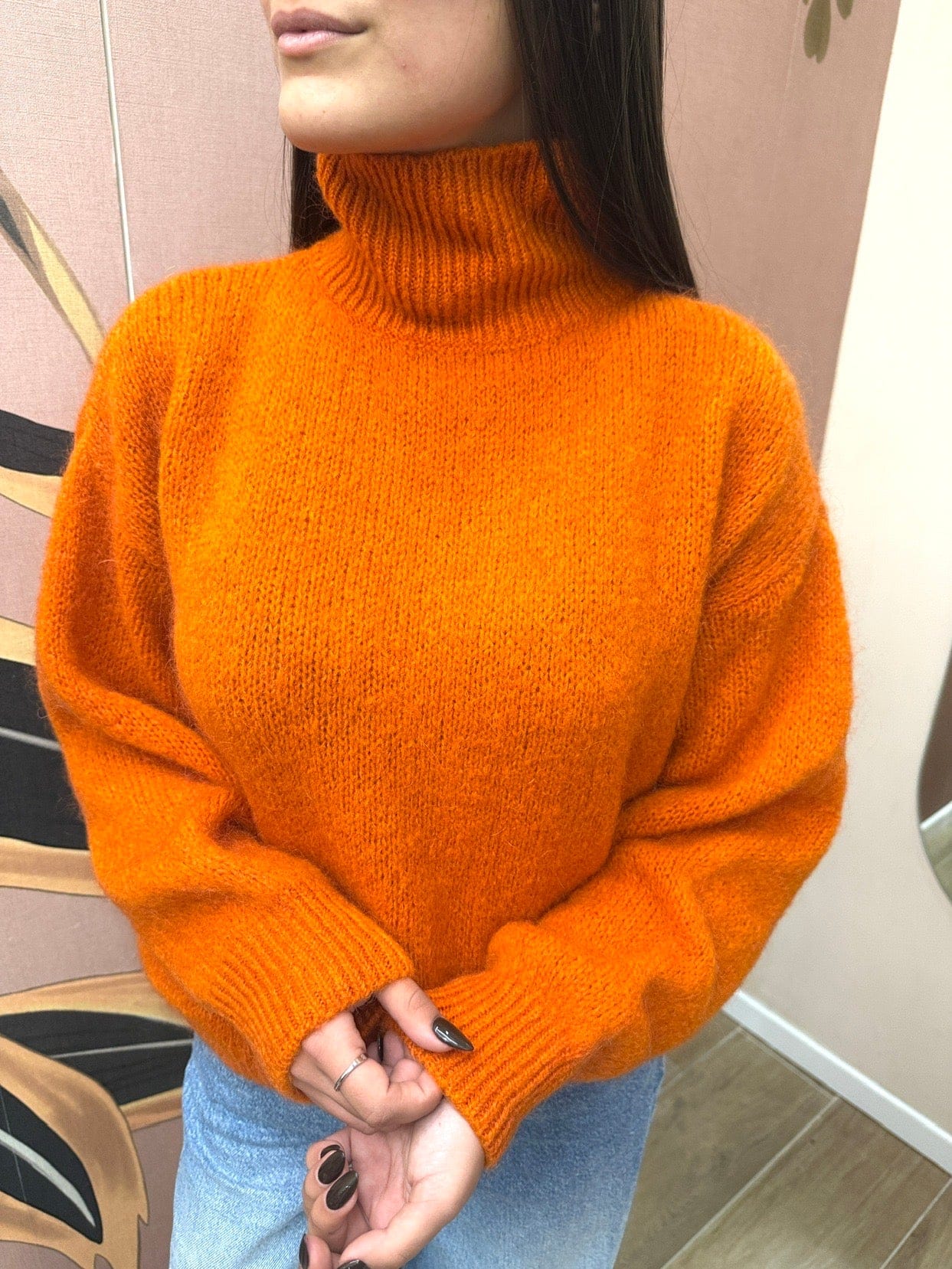 Pull mohair collo vulcano - ARANCIO