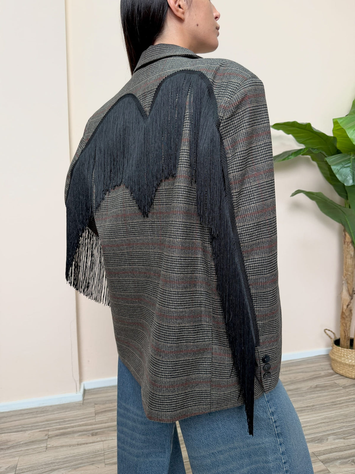 Giacca DALLAS con frange - NERO