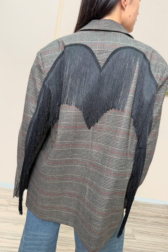 Giacca DALLAS con frange - NERO