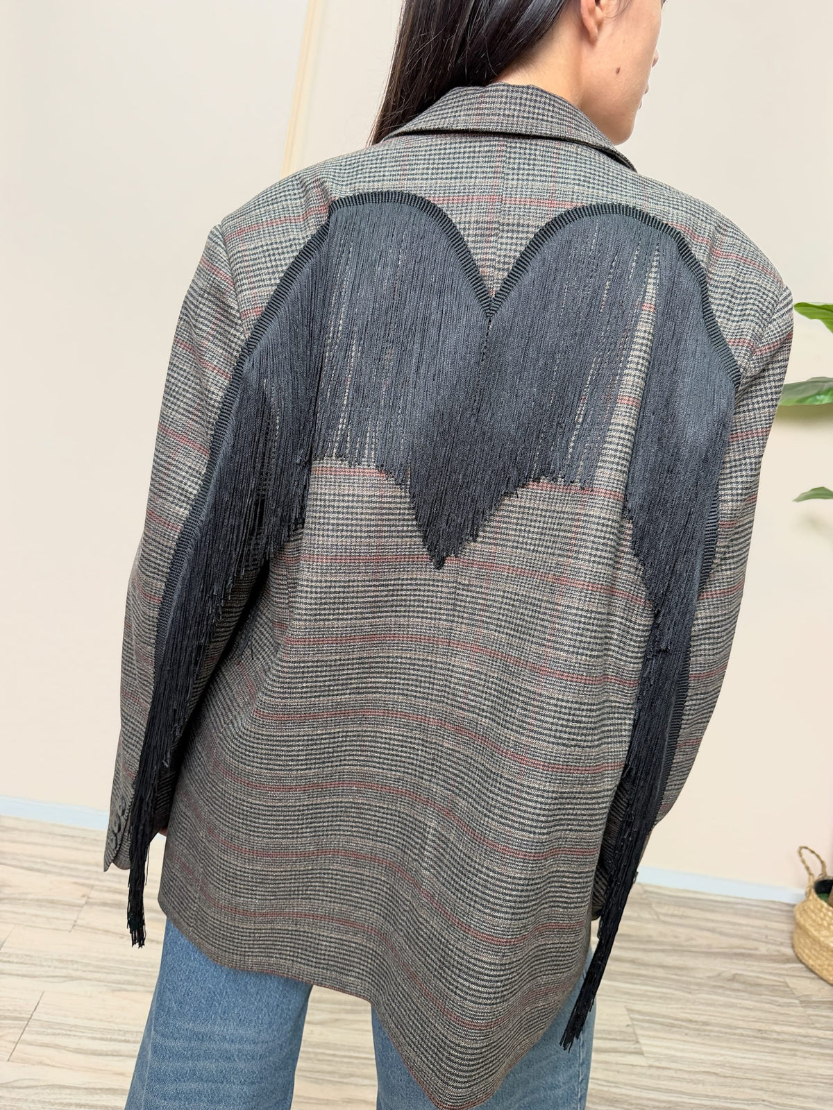 Giacca DALLAS con frange - NERO