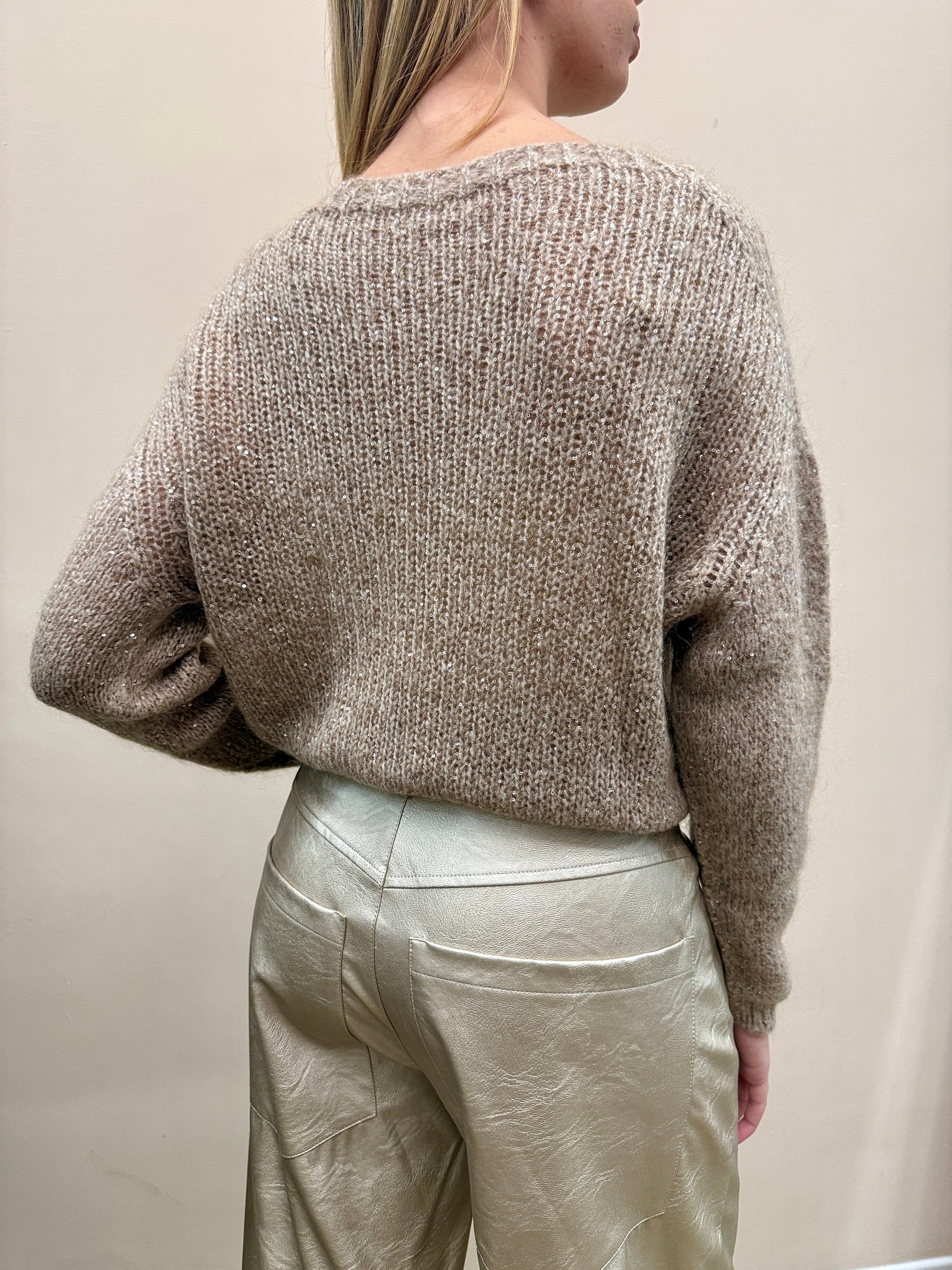 Pull paillettes - BEIGE