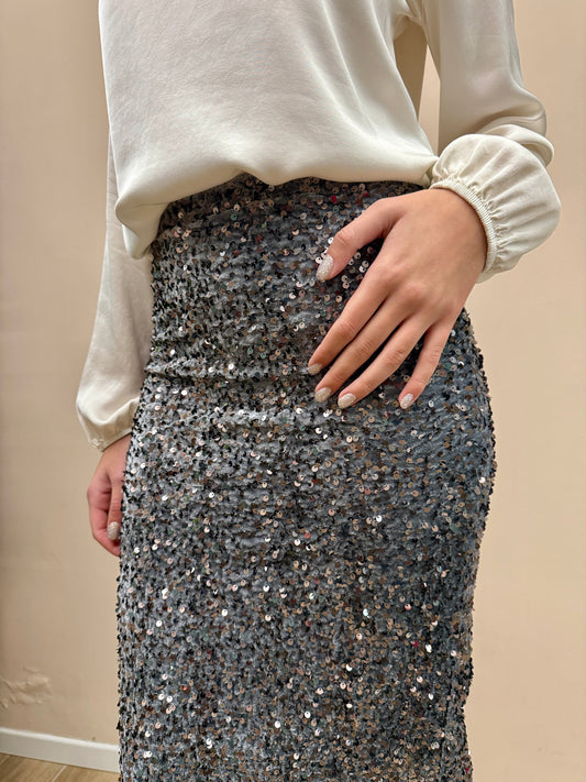 Gonna paillettes - GRIGIO