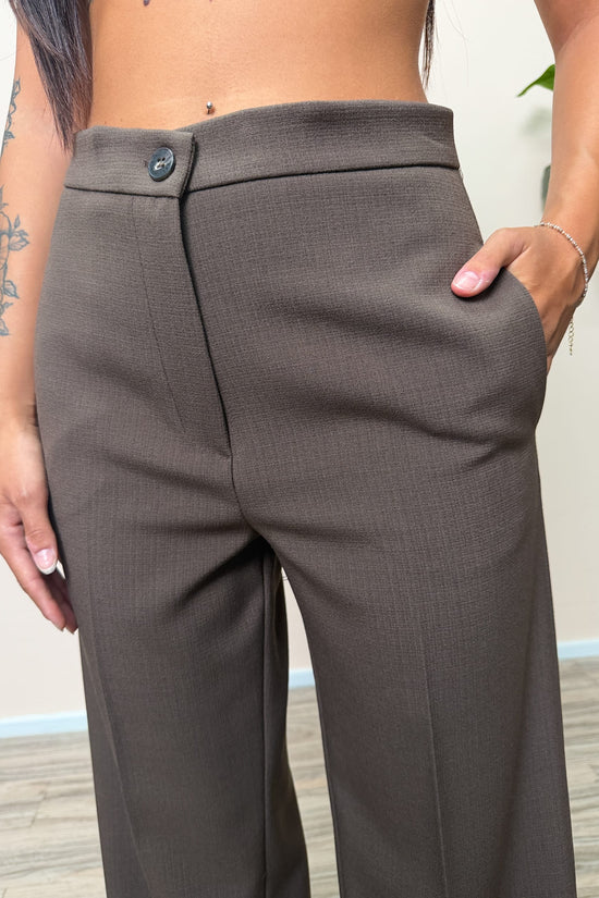 Pantalone goffrato tasche - MORO