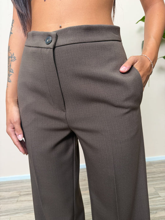 Pantalone goffrato tasche - MORO