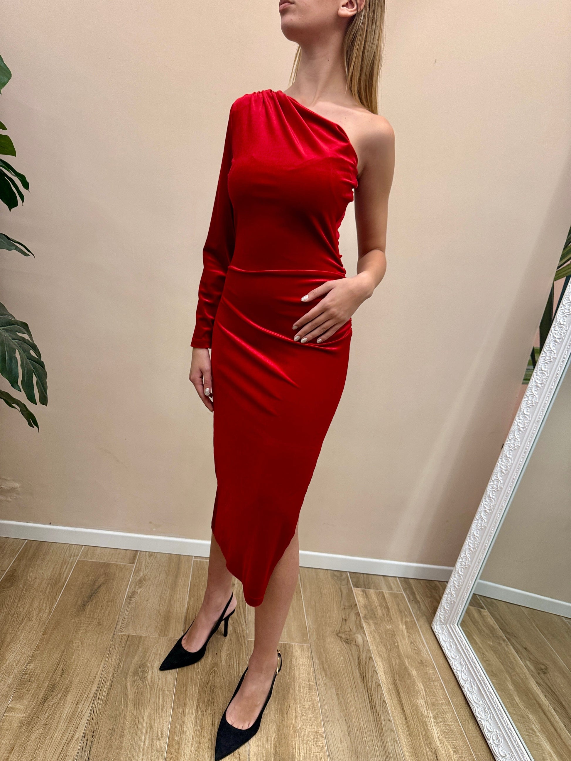 Abito lungo ciniglia - ROSSO