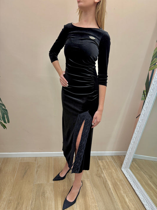 Abito lungo ciniglia - NERO