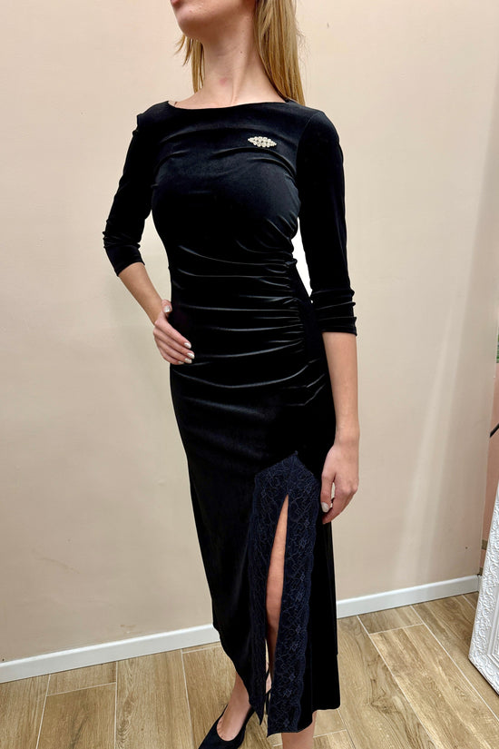 Abito lungo ciniglia - NERO