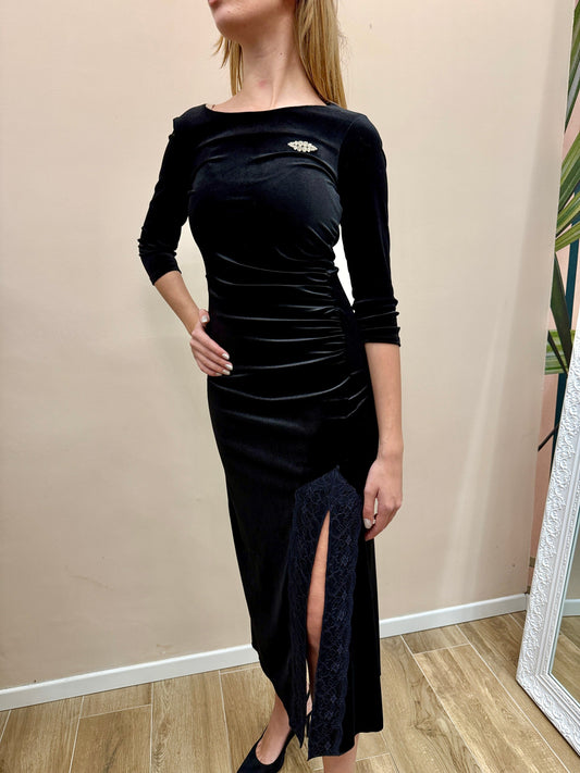 Abito lungo ciniglia - NERO